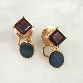 Red Garnet & Blue Opal Separates Earrings