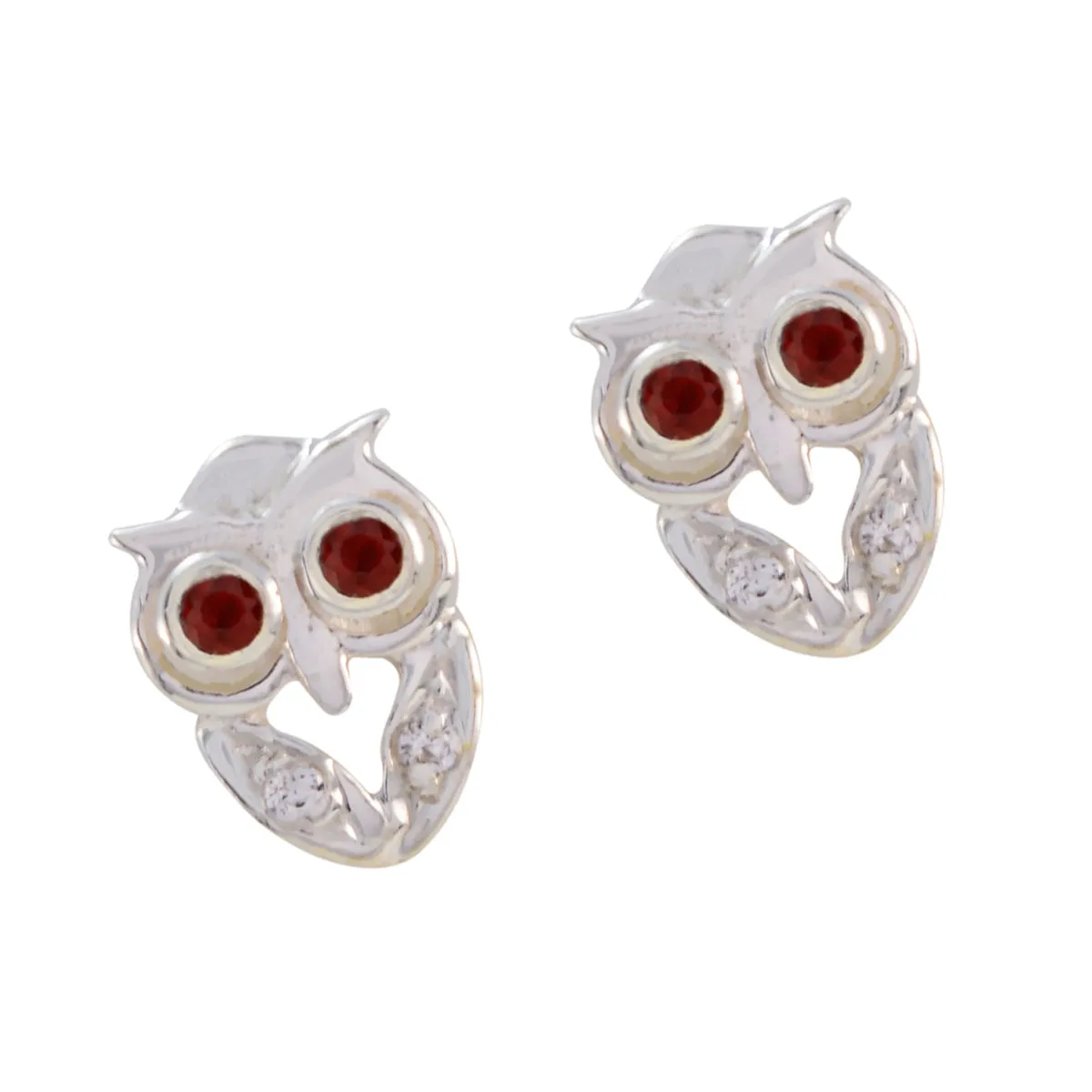 Riyo Attractive Sterling Silver Earring For Girl Garnet Earring Bezel Setting Red Earring Stud Earring