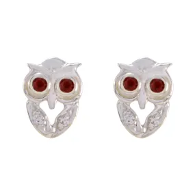 Riyo Attractive Sterling Silver Earring For Girl Garnet Earring Bezel Setting Red Earring Stud Earring