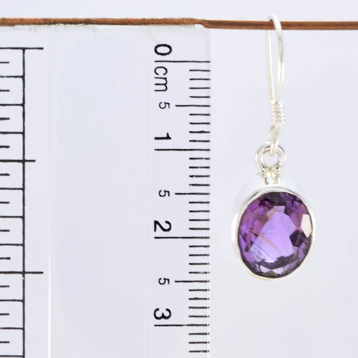 Riyo Genuine Gems oval Faceted Purple Amethyst Silver Earrings gift for wife