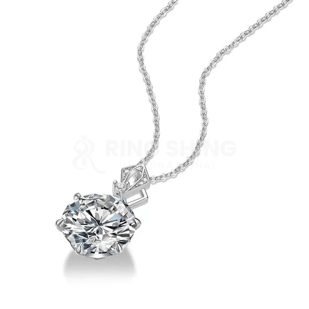 RSP 308 10.0 Carat Moissanite Diamond Pendant Rhodium Plated