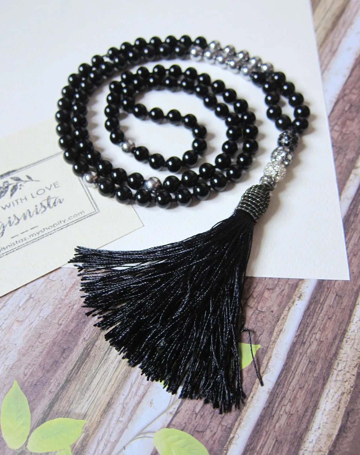 SALE - 108 Black Onyx Protective Mala Necklace