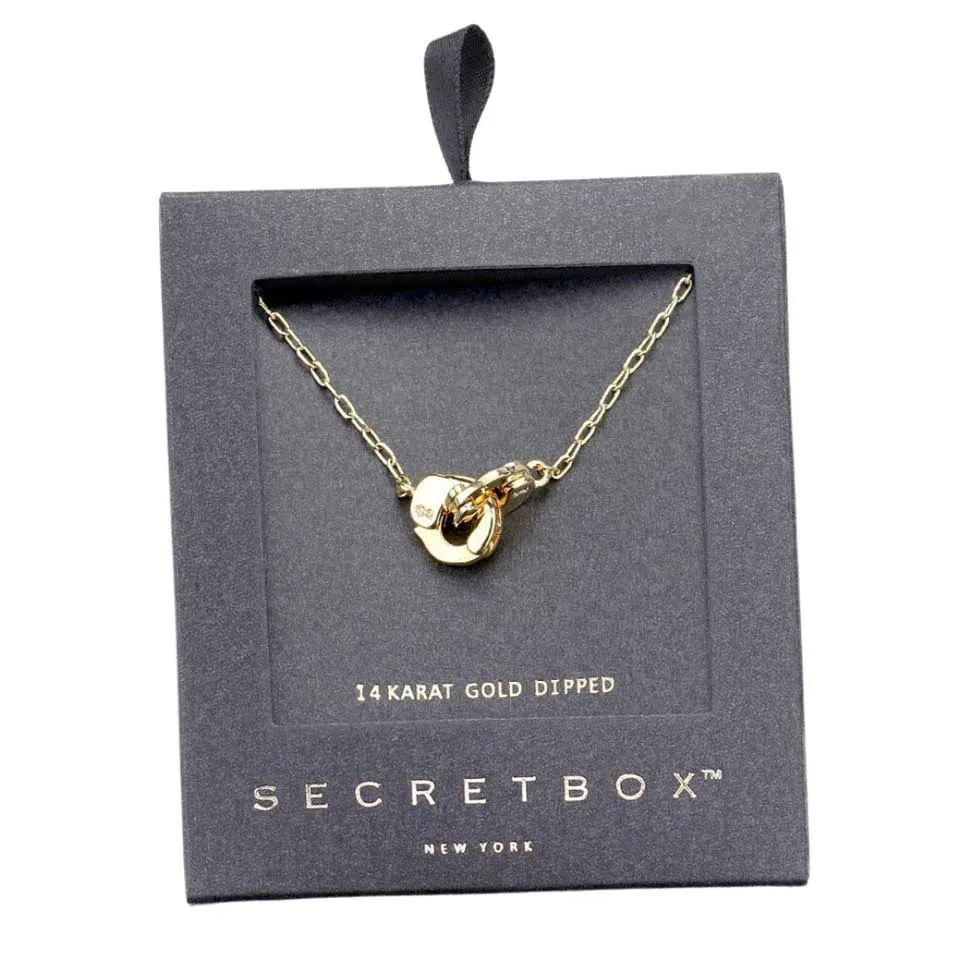 Secret Box 14K Gold Dipped Metal Handcuffs Pendant Necklace