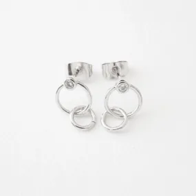 Silver Crystal Link Earrings