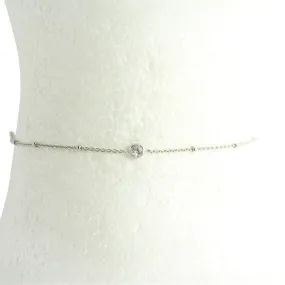 SILVER SOLITAIRE CZ BEZEL CHOKER NECKLACE