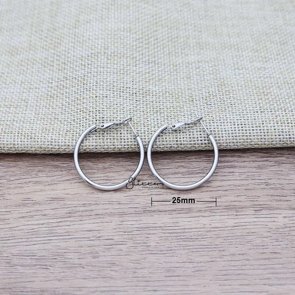 Stainless Steel Plain Wire Circle Hoop Women's Earrings - Silver