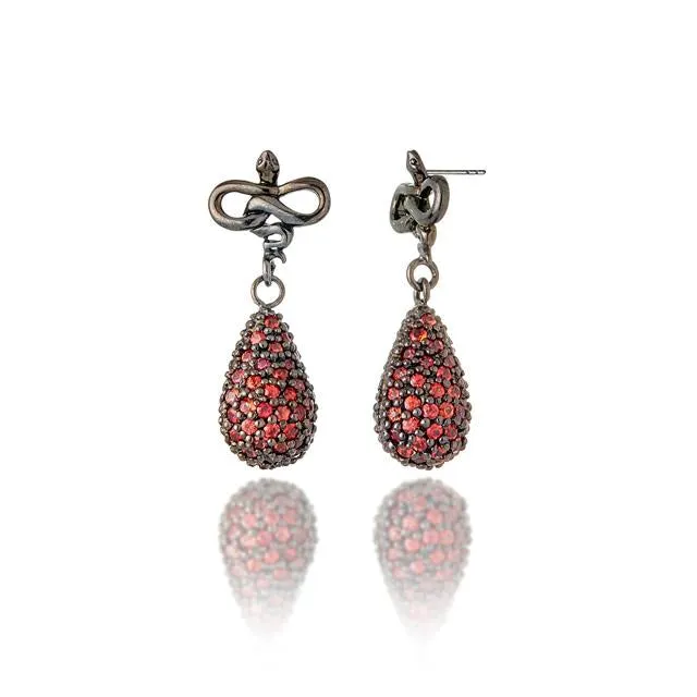 Sterling Silver Statement Earrings with Red Sapphires