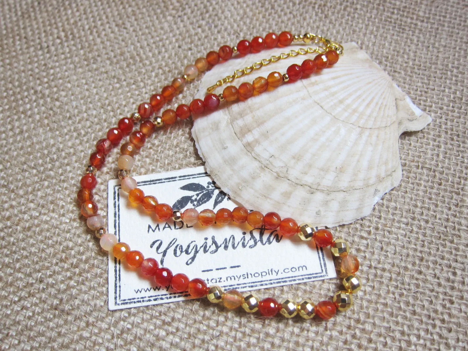 The Peony Orange Carnelian Choker Necklace