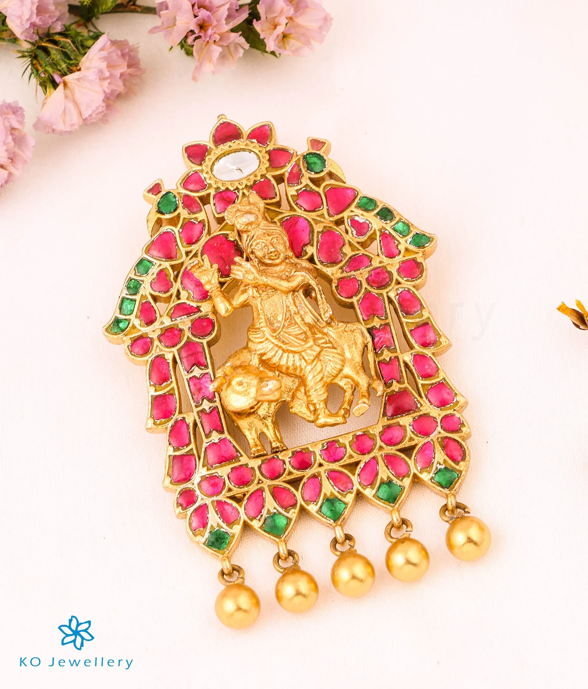 The Radhesh Antique Silver Kundan  Pendant