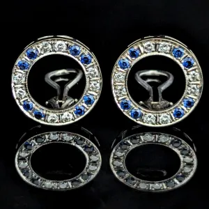 The Walhalla - 1950s Diamonds Sapphires 12k White Gold Clip On Earrings