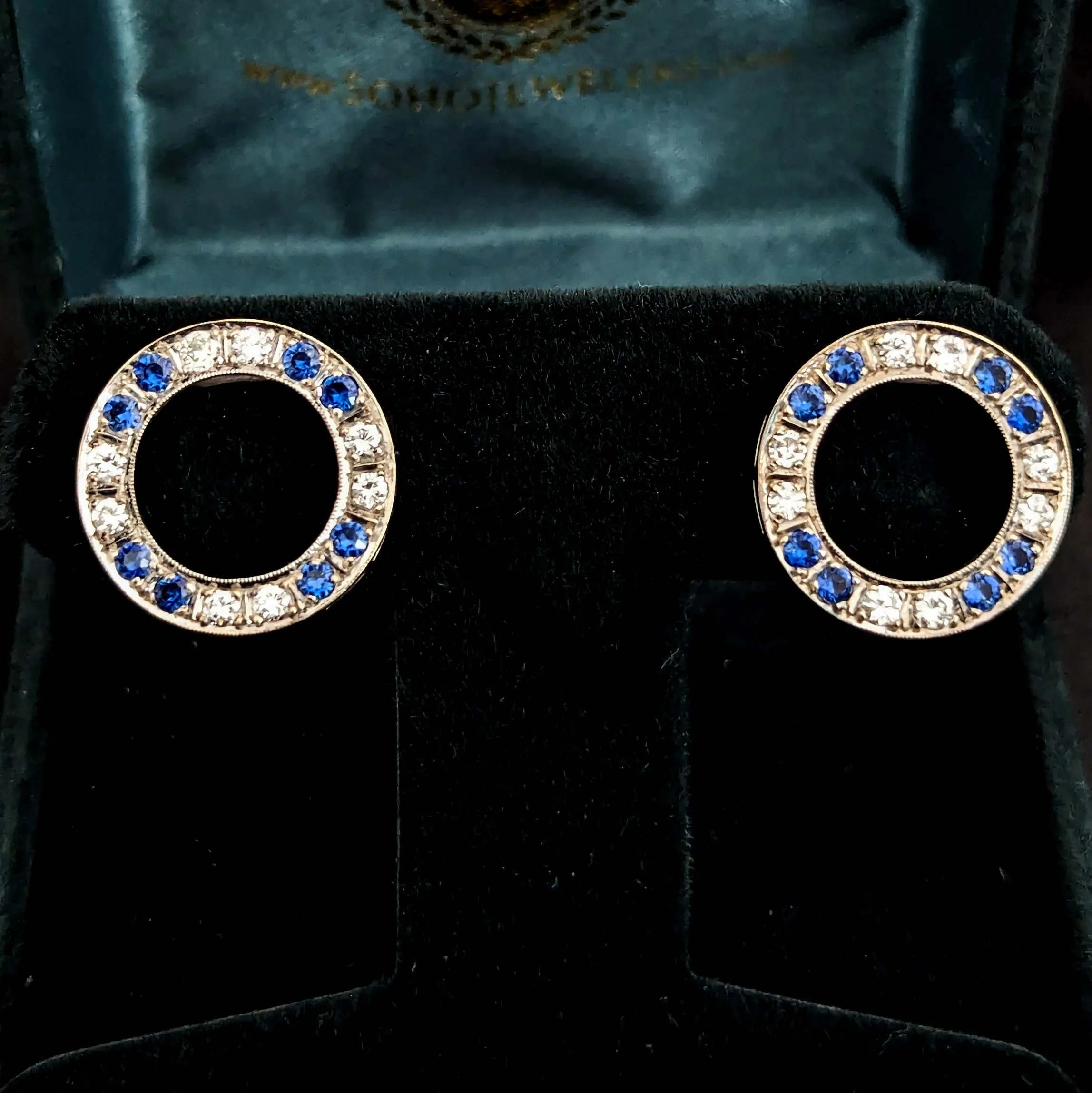 The Walhalla - 1950s Diamonds Sapphires 12k White Gold Clip On Earrings