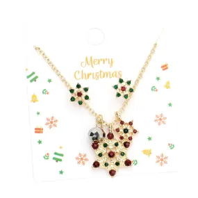 Trendy Stone Embellished Snowflake Pendant Necklace