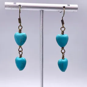 Turquoise Howlite Dangle Heart Earrings