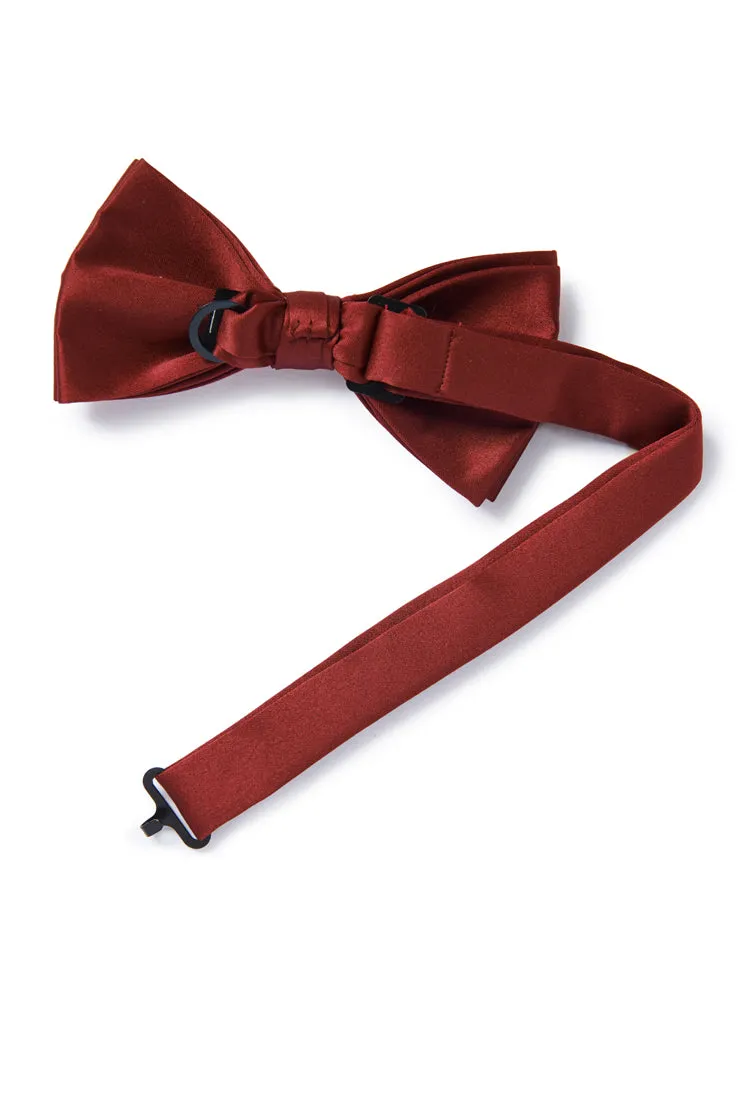 Wine Satin Bow Tie