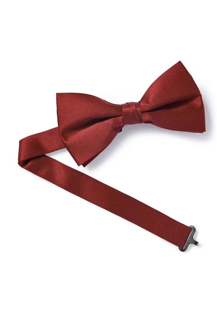 Wine Satin Bow Tie