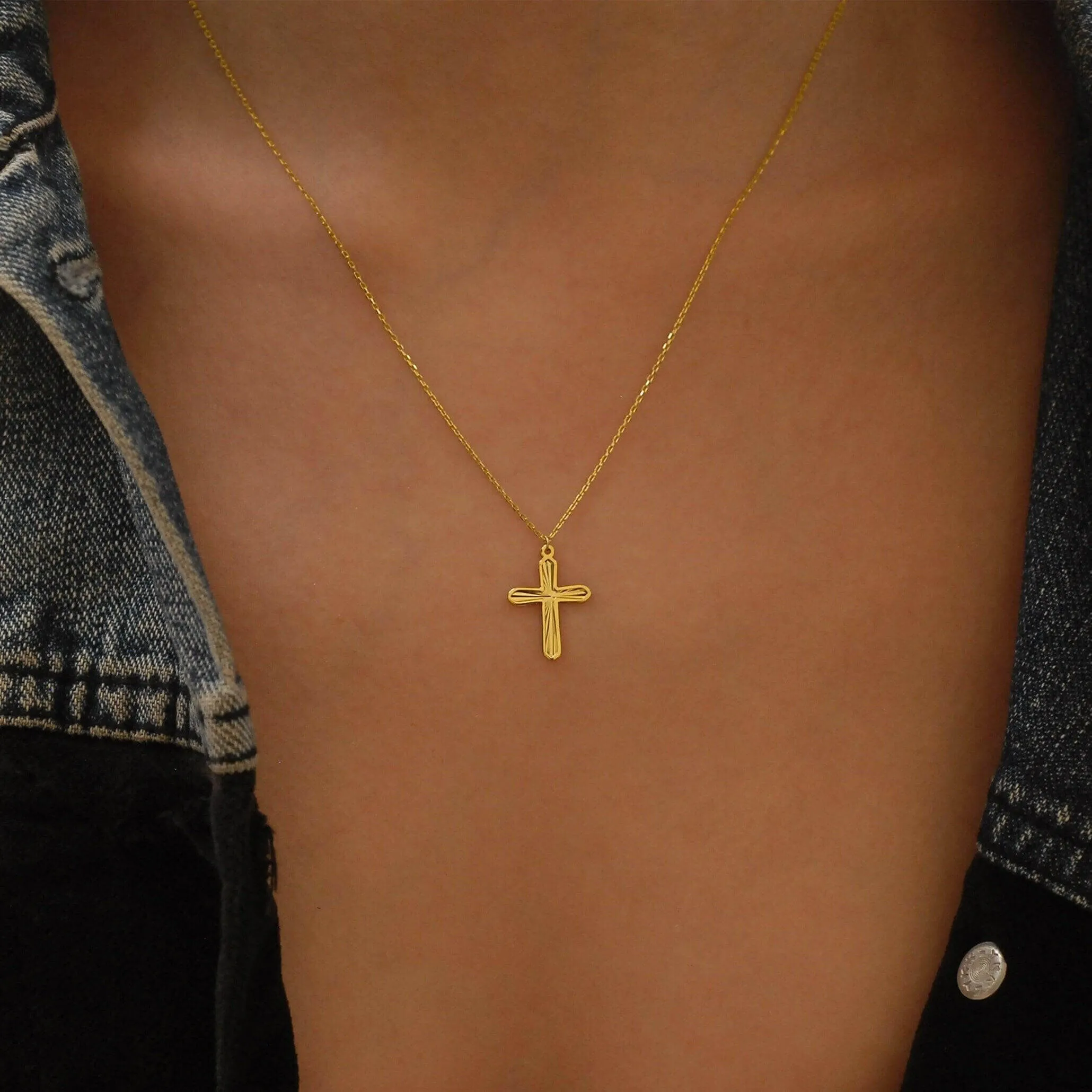 Womens Cross Necklace | 14K Solid Gold