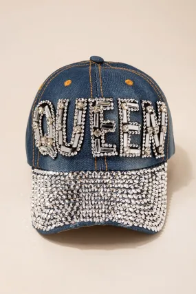 Yas Queen Shiny Stone Denim Baseball Cap