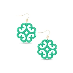 Zenzi Circular Swirl Earrings Green